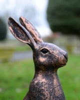 ‘Blossom’ the Cast Aluminium Rabbit Garden Sculpture - Copper close up of head