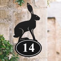 Bespoke Hare Iron House Number Sign in Situ