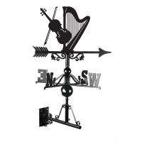 Harp & Violin Duet Weathervane Mounted Harp & Violin Duet Weathervane Mounted