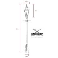 Dimension of the 2.25m Harrogate Bright Chrome Lamp Post