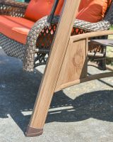 Close up of intricate leg detail on garden swing seat Close up of intricate leg detail on garden swing seat