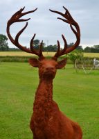 "Lednoch Glen" Stag On Rock Iron Sculpture