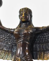 "Angelic Goddess" Cast Brass Candle Holder close up of head