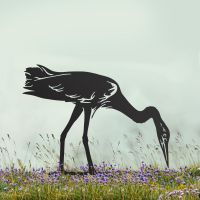 Black Sheet Steel Silhouette with Head Down Heron Design