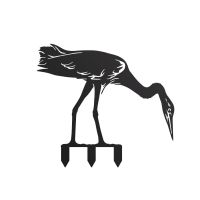 Head Down Heron Sheet Steel Silhouette in Black Finish with Spikes