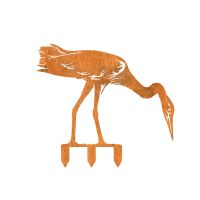 "Head Down" Heron Sheet Steel Silhouette in Rustic Finish with Spikes