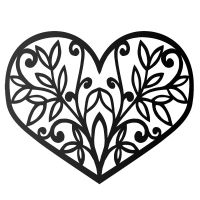 Flower Foliage Heart Wall Art in Black Flower Foliage Heart Wall Art in Black