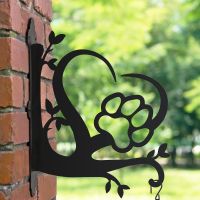 Steel Hanging Basket Bracket with Heart & Paw Print Topper