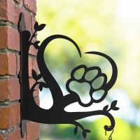Steel Hanging Basket Bracket with Heart & Paw Print Motif