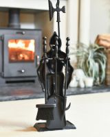 Heavy Duty Cast Iron "Black Knight" Companion Set In A Fireside Setting