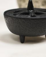Close-Up of Black Finish on Heavy Duty Cast Iron Incense Burner