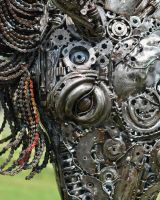 Close-Up of Heavy Duty Recycled Chain Metal Horse Head Ornament Sculpture