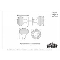 Heavy Polished Chrome Beehive Door Knobs - Dimension Diagram Heavy Polished Chrome Beehive Door Knobs - Dimension Diagram