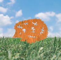 Hedgehog Iron Silhouette Facing Left in Situ Outdoors