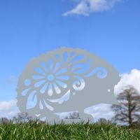 Floral Hedgehog Silhouette in Silver Floral Hedgehog Silhouette in Silver