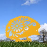 Floral Hedgehog Silhouette in Yellow Floral Hedgehog Silhouette in Yellow