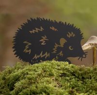 Hedgehog Iron Silhouette Facing Right in Situ Outdoors