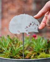 Hedgehog Artistic Plant Pot Spike - Set of Two with hand in shot for scale