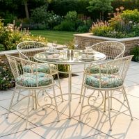 Heirloom White "Melbury" Glass Top Four Seater Furniture Set digital illustration dressed table