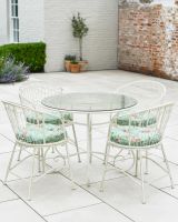 Heirloom White "Melbury" Glass Top Four Seater Furniture Set Heirloom White "Melbury" Glass Top Four Seater Furniture Set