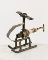 Recycled Metal Helicopter Sculpture