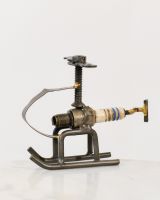 Side view of scrap metal home decor art sculpture