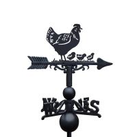 Hen & three chicks weathervane with a white background
