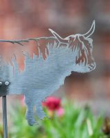 Highland Cow Artistic Plant Pot Spike - Set of Two close up Highland Cow Artistic Plant Pot Spike - Set of Two close up