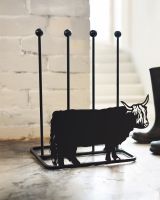 Highland Cow Double Welly Boot Rack in brick entrance way