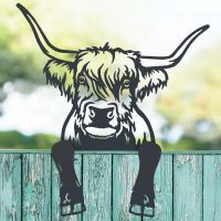 Black Highland Cow Fence Topper 