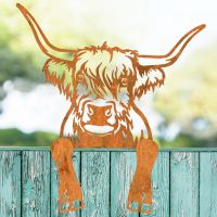 Rustic Fence Topper with Highland Cow Design 