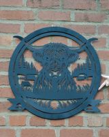 Highland Cow Profile Garden Wall Art to scale