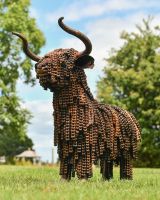 Recycled Bike Chain Highland Cow Sculpture Recycled Bike Chain Highland Cow Sculpture