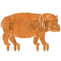 Rustic Standing Hippo Silhouette on White Background Rustic Standing Hippo Silhouette on White Background