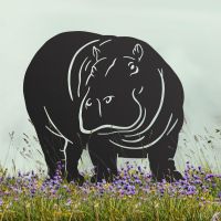 Black Hippo Silhouette - Facing Right in Situ Black Hippo Silhouette - Facing Right in Situ