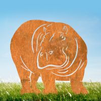 Rustic Hippo Silhouette - Facing Right