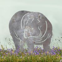 Natural Steel Hippo Silhouette - Facing Right in Situ