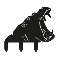 Black Hippo Head Silhouette on White Background