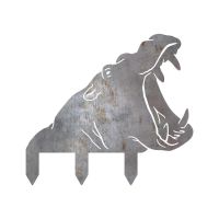 Natural Steel Hippo Head Silhouette on White Background