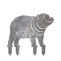 Natural Steel Hippo Silhouette - Facing Left with Spikes Natural Steel Hippo Silhouette - Facing Left with Spikes