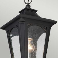 Holford Traditional Small Chain Lantern in Midnight Black Bulb Light On Holford Traditional Small Chain Lantern in Midnight Black Bulb Light On