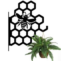 Honeycomb Bee Hanging Basket Bracket Holding a Flower Basket