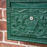 Close-Up of Pattern on "Horncastle Abbey" Green Wall Mounted Post Box