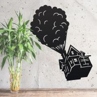 Floating House on Balloons Steel Wall Art in Situ in the Home Floating House on Balloons Steel Wall Art in Situ in the Home