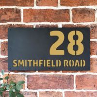 "Smithfield" House Sign Finished in a Sand Yellow "Smithfield" House Sign Finished in a Sand Yellow