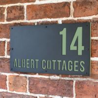 Pale Green "Albert" House Sign in Situ on the Wall