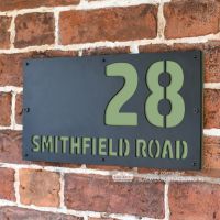 Pale Green "Smithfield" House Sign in Situ on the Wall
