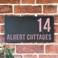 Light Pink "Albert" House Sign in Situ on the Wall