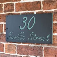 "Saville" House Sign Finished in a Pastel Turquoise