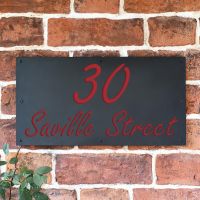 "Saville" House Sign Finished in a Signal Red